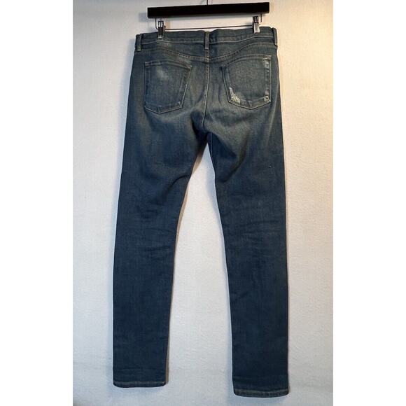 Frame Womens 30 Le Garcon Crop Denim Jeans Blue Distressed Mid Rise Straight - Picture 2 of 8